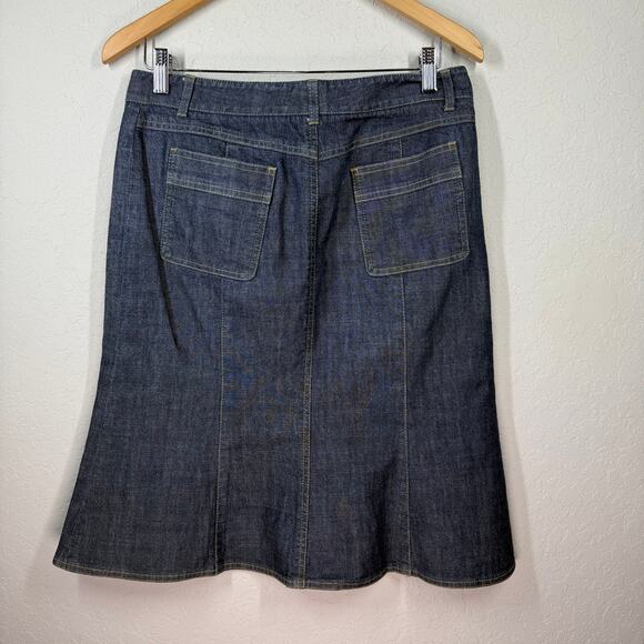 Women's Theory Blue Jean Denim Indigo A Line Skirt Size 8 - Picture 7 of 8